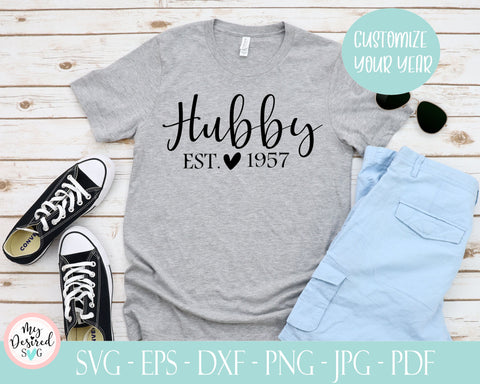 Hubby wifey shirts, customize your year, Couple T-Shirt Wifey and Hubby Est Date, Couple Tees, Hubby svg, Wifey svg, Engagement Gift, dxf SVG MyDesiredSVG 