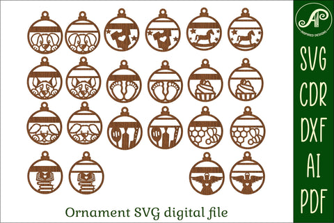 HUGE bundle Christmas Ornament templates SVG SVG APInspireddesigns 
