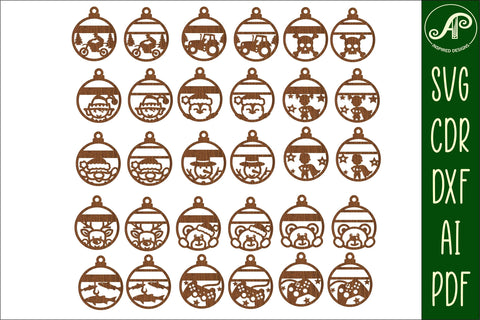 HUGE bundle Christmas Ornament templates SVG SVG APInspireddesigns 