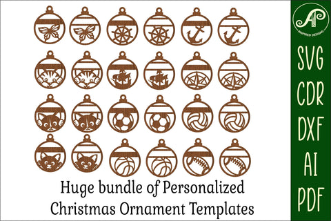 HUGE bundle Christmas Ornament templates SVG SVG APInspireddesigns 