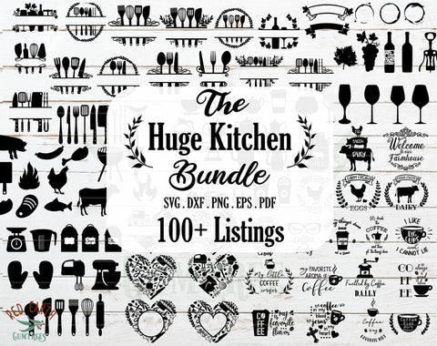 HUGE Kitchen bundle SVG, Cook bake wine farm coffee bundle SVG Redearth and gumtrees 