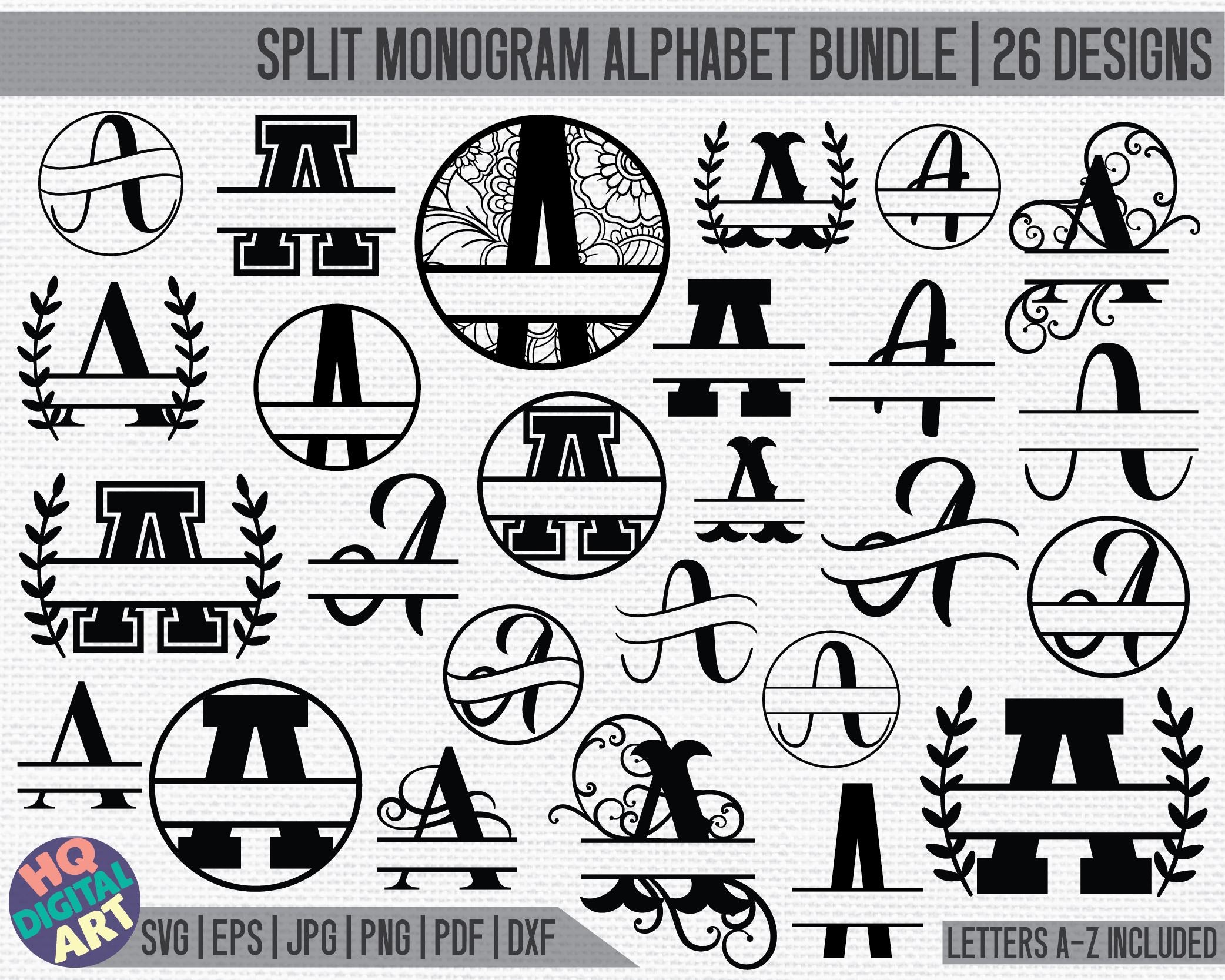 Monogram SVG Bundle Svg Alphabet Sign Cut File Lasercut 