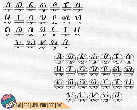HUGE Split Monogram Alphabet Bundle SVG | 26 Letter Designs SVG HQDigitalArt 
