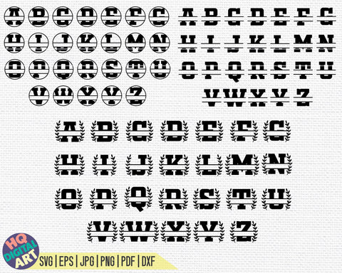 HUGE Split Monogram Alphabet Bundle SVG | 26 Letter Designs SVG HQDigitalArt 