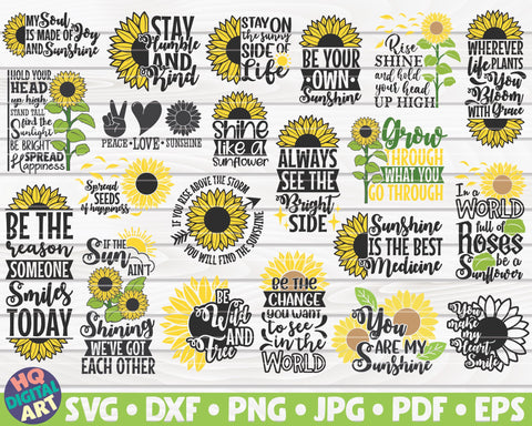 Huge Sunflower Bundle SVG | 60 designs | Monograms | Porch Signs | Quotes | Cut Files | Cliparts SVG HQDigitalArt 