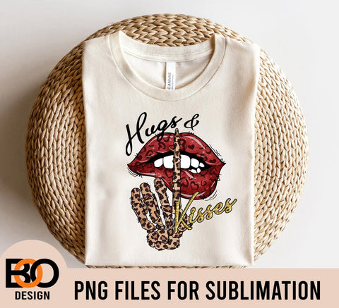 Hugs and Kisses Lips Skeleton Hand, Be Mine Valentine PNG Sublimation Sublimation BOO-design 
