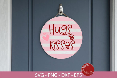 Hugs And Kisses SVG-Valentine Round Sign SVG SVG Linden Valley Designs 