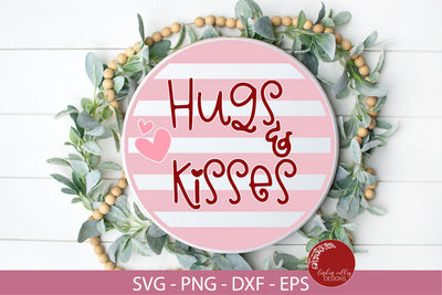 Hugs And Kisses SVG-Valentine Round Sign SVG SVG Linden Valley Designs 