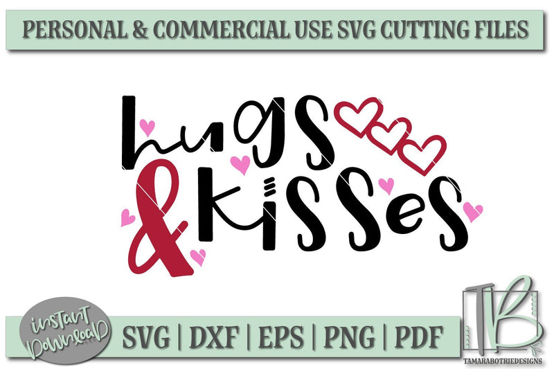 Hugs and Kisses SVG, Valentines SVG File - So Fontsy