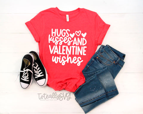 Hugs, Kisses, and Valentine Wishes, Holiday Valentines Day SVG File SVG Toteally Creations 