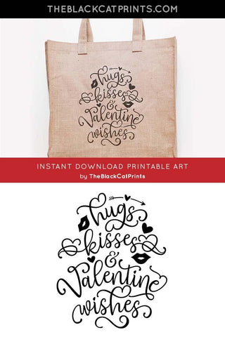 Hugs, Kisses And Valentine Wishes | Valentine's Cut File SVG TheBlackCatPrints 