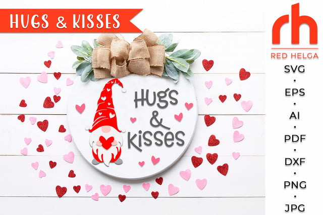 Hugs Kisses SVG - Round Door Hanger SVG RedHelgaArt 