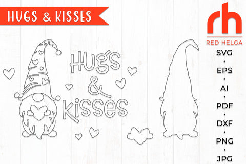 Hugs Kisses SVG - Round Door Hanger SVG RedHelgaArt 