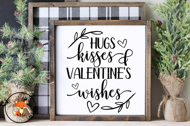 Hugs Kisses & Valentine's Wishes, Valentines day svg png dxf SVG RedFoxDesignsUS 