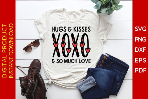 Hugs & Kisses XOXO & So Much Love Valentine's Day SVG PNG EPS Cut File SVG Creativedesigntee 