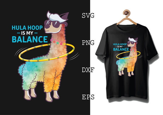 Hula Hoop is My Balance Svg, Alpaca Svg, Cute Llama Svg, Girl Llama, Svg SVG DesignTShirt 