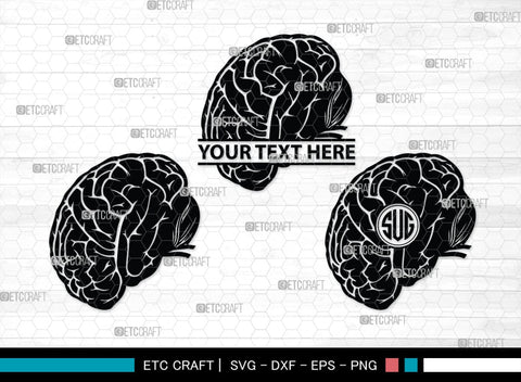 Human Brain Monogram, Human Brain Silhouette, Human Brain SVG, Outline Brain Svg, Brain Svg, Brain Organ Svg, Brain Svg, SB00145 SVG ETC Craft 