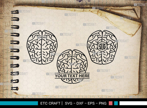 Human Brain Monogram, Human Brain Silhouette, Human Brain SVG, Outline Brain Svg, Brain Svg, Brain Organ Svg, Brain Svg, SB00145 SVG ETC Craft 