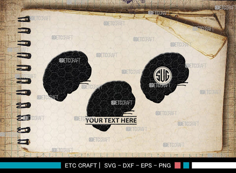 Human Brain Monogram, Human Brain Silhouette, Human Brain SVG, Outline Brain Svg, Brain Svg, Brain Organ Svg, Brain Svg, SB00145 SVG ETC Craft 