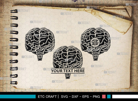 Human Brain Monogram, Human Brain Silhouette, Human Brain SVG, Outline Brain Svg, Brain Svg, Brain Organ Svg, Brain Svg, SB00145 SVG ETC Craft 