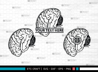 Human Brain Monogram, Human Brain Silhouette, Human Brain SVG, Outline Brain Svg, Brain Svg, Brain Organ Svg, Brain Svg, SB00145 SVG ETC Craft 