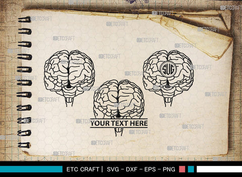 Human Brain Monogram, Human Brain Silhouette, Human Brain SVG, Outline Brain Svg, Brain Svg, Brain Organ Svg, Brain Svg, SB00145 SVG ETC Craft 