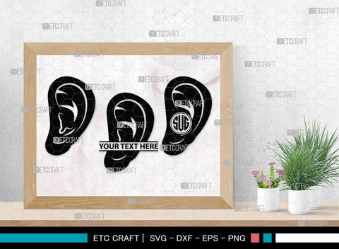 Human Ear Monogram, Human Ear Silhouette, Human Ear SVG, Ear Svg, Ears Svg, Hear Svg, Ears Bundle, SB00146 SVG ETC Craft 