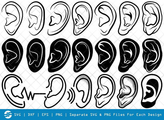 Human Ear SVG Cut Files | Human Ear Silhouette Bundle SVG ETC Craft 