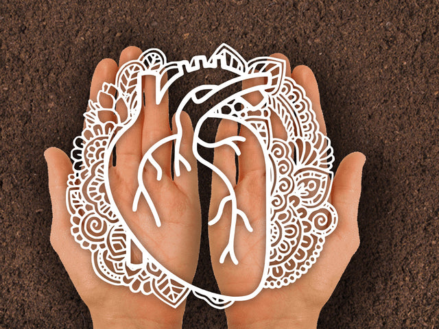 Human Heart Flower Paper cut SVG Johan Ru designs 