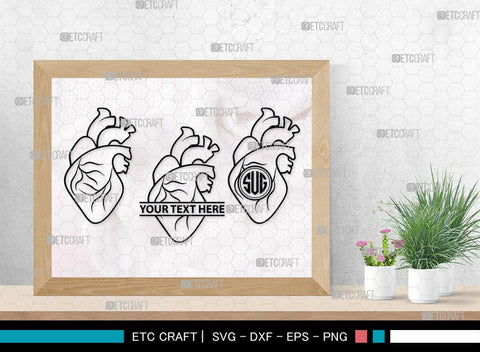 Human Heart Monogram, Human Heart Silhouette, Human Heart SVG, Heart Svg, Anatomical Heart Svg, Medical Svg, Heart Bundle, SB00147 SVG ETC Craft 