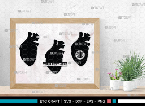 Human Heart Monogram, Human Heart Silhouette, Human Heart SVG, Heart Svg, Anatomical Heart Svg, Medical Svg, Heart Bundle, SB00147 SVG ETC Craft 