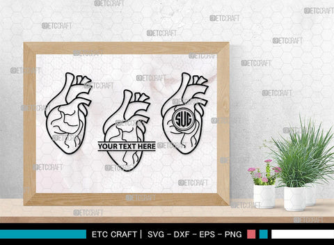 Human Heart Monogram, Human Heart Silhouette, Human Heart SVG, Heart Svg, Anatomical Heart Svg, Medical Svg, Heart Bundle, SB00147 SVG ETC Craft 