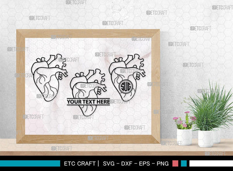 Human Heart Monogram, Human Heart Silhouette, Human Heart SVG, Heart Svg, Anatomical Heart Svg, Medical Svg, Heart Bundle, SB00147 SVG ETC Craft 