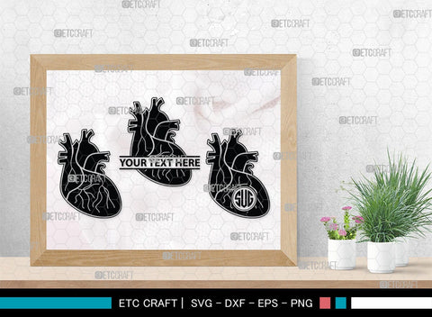 Human Heart Monogram, Human Heart Silhouette, Human Heart SVG, Heart Svg, Anatomical Heart Svg, Medical Svg, Heart Bundle, SB00147 SVG ETC Craft 
