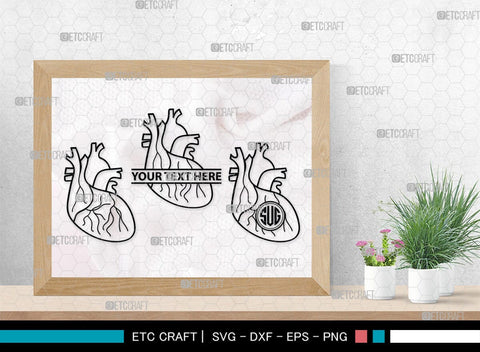 Human Heart Monogram, Human Heart Silhouette, Human Heart SVG, Heart Svg, Anatomical Heart Svg, Medical Svg, Heart Bundle, SB00147 SVG ETC Craft 