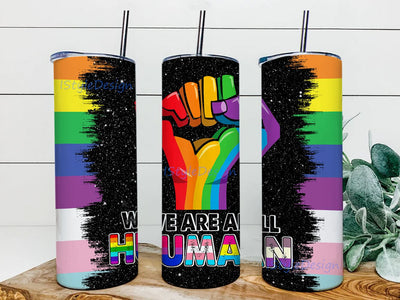 Human LGBT Tumbler Wrap PNG, 20 oz Skinny Tumbler Gay Pride Flag Rainbow Glitter Sublimation Design Straight Tapered Template Sublimation iStyleDesign 
