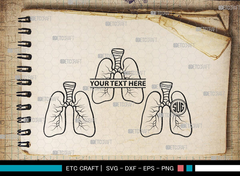 Human Lung Monogram, Human Lung Silhouette, Human Lung SVG, Lung Svg ...