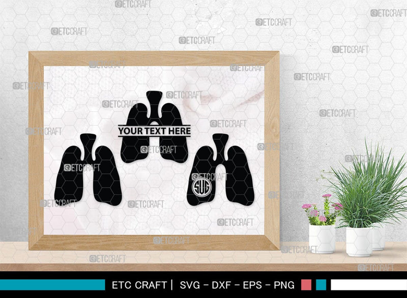 Human Lung Monogram, Human Lung Silhouette, Human Lung SVG, Lung Svg ...