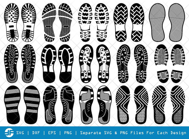 Human Shoes Footprints SVG Cut Files | Silhouette Bundle SVG ETC Craft 