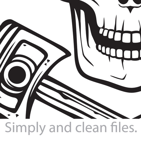 Human Skull with Crossed Engine Pistons SVG TribaliumArtSF 