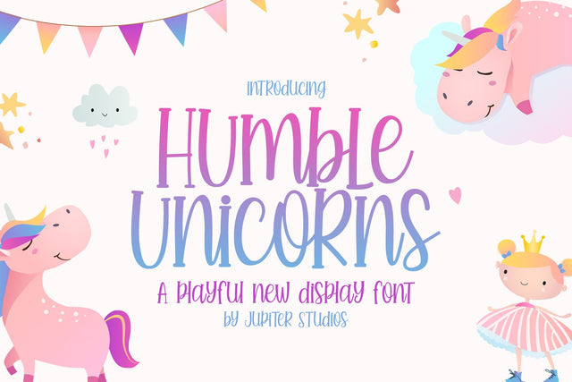 Humble Unicorns Font (Crafter Fonts, Cricut Fonts, Craft Fonts, Kids Fonts) Font Jupiter Studio Fonts 