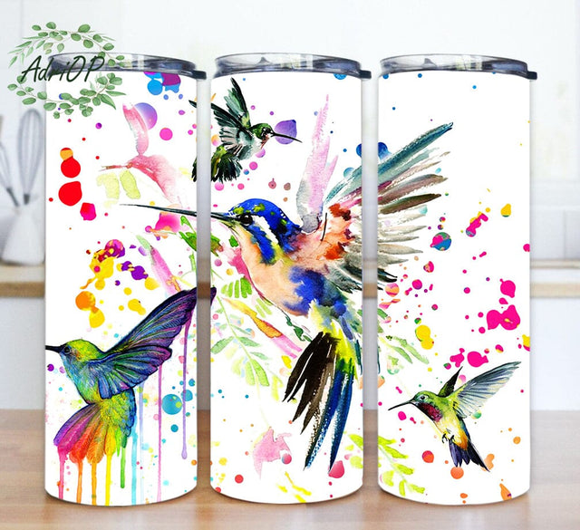Humming Bird 20oz Tumbler Design, Watercolor Humming Bird Tumbler Png, Bird Tumbler Design, Instant Download Sublimation AdriOP 