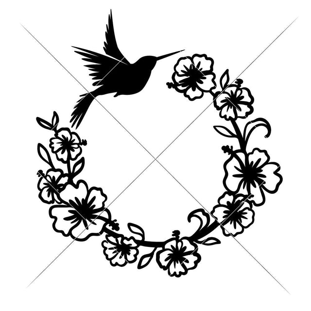Humming Bird for Monogram - Hummingbird Wreath Circle SVG Chameleon Cuttables 