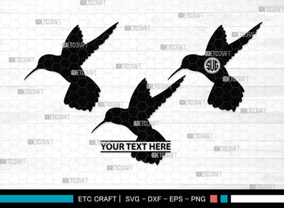 Humming Bird Monogram, Hummingbird Silhouette, Hummingbird SVG, Bird Svg, Flying Bird Svg, Colibri Bird Svg, SB00281 SVG ETC Craft 
