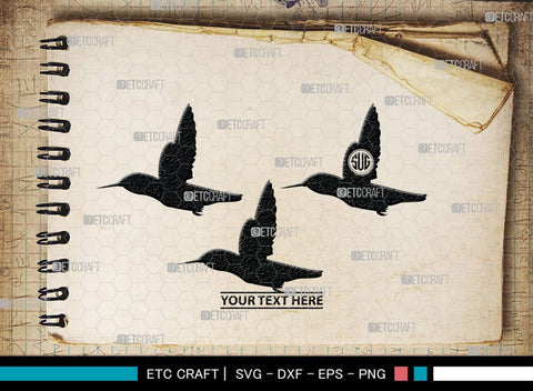 Humming Bird Monogram, Hummingbird Silhouette, Hummingbird SVG, Bird Svg, Flying Bird Svg, Colibri Bird Svg, SB00281 SVG ETC Craft 