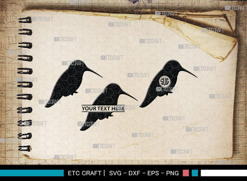 Humming Bird Monogram, Hummingbird Silhouette, Hummingbird SVG, Bird Svg, Flying Bird Svg, Colibri Bird Svg, SB00281 SVG ETC Craft 