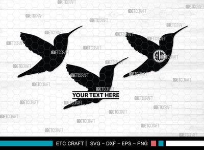 Humming Bird Monogram, Hummingbird Silhouette, Hummingbird SVG, Bird Svg, Flying Bird Svg, Colibri Bird Svg, SB00281 SVG ETC Craft 