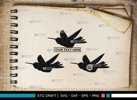 Humming Bird Monogram, Hummingbird Silhouette, Hummingbird SVG, Bird Svg, Flying Bird Svg, Colibri Bird Svg, SB00281 SVG ETC Craft 