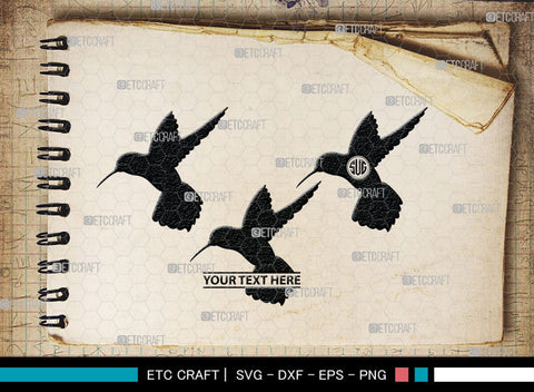 Humming Bird Monogram, Hummingbird Silhouette, Hummingbird SVG, Bird Svg, Flying Bird Svg, Colibri Bird Svg, SB00281 SVG ETC Craft 