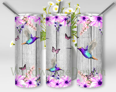 Hummingbird 20oz Skinny Tumbler, Bird Flower Tumbler Png, Hummingbird Sublimation Design, Hummingbird Wood Tumbler Wrap, Instant Download Sublimation WillowSageDesign 